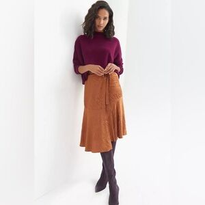 Anthropologie || Maeve Tamra Jacquard Midi Skirt Faux Wrap Tiger Zebra Stripe 0